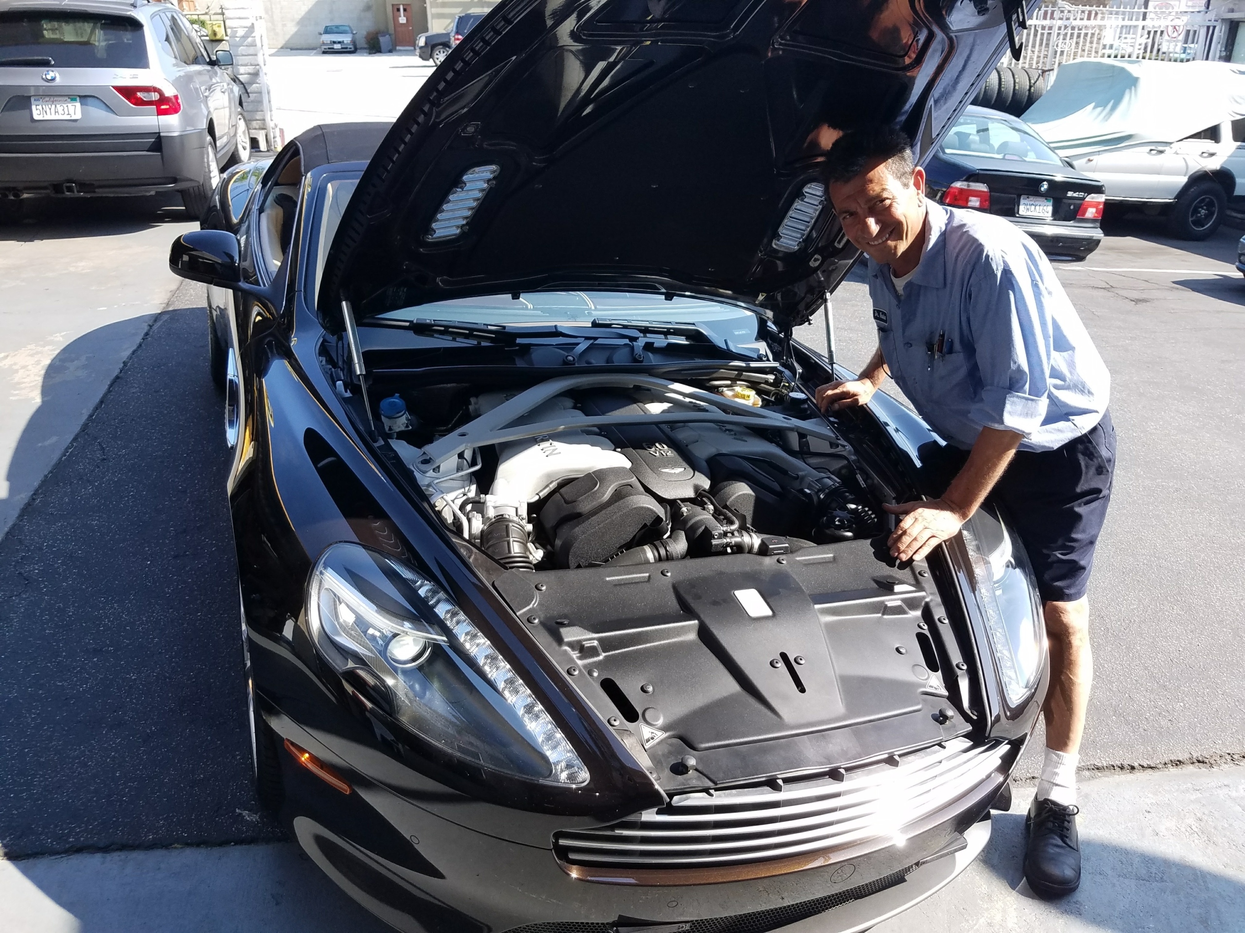 Meet Vasken: Decades of European Vehicle Expertise Vasken inspecting a European performance vehicle engine in Hermosa Beach