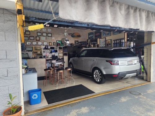 Range Rover being serviced at Dr Auto Tech in Hermosa Beach